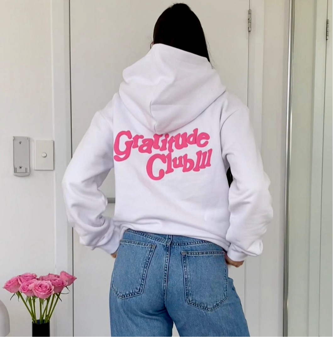 White/Pink Puff Fleece Hoodie