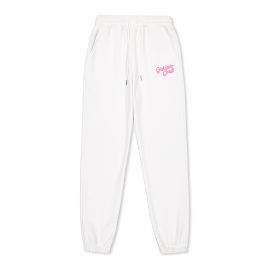 White/Pink Puff Fleece Track Pants